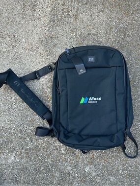 NWT Travis Mathew Black Convertible Backpack with Logo